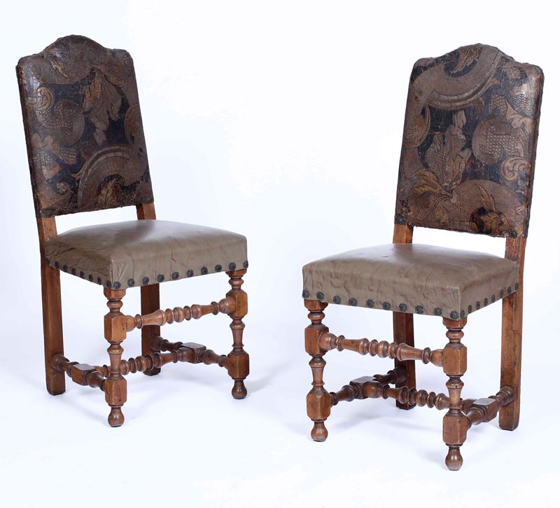 Coppia di sedie a rocchetto. XVII-XVIII secolo  - Asta Antiquariato febbraio - Cambi Casa d'Aste