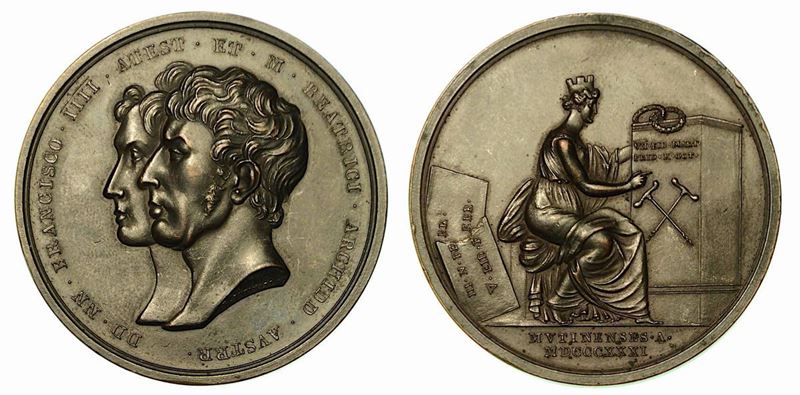 MODENA. FRANCESCO IV D'AUSTRIA-ESTE, 1814-1846. Medaglia in bronzo 1831.  - Asta Numismatica - Cambi Casa d'Aste