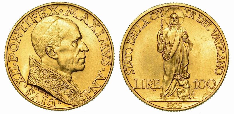 VATICANO. PIO XII, 1939-1958. 100 Lire 1939/A. I  - Auction Numismatics - Cambi Casa d'Aste