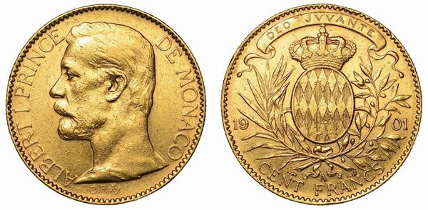 MONACO. ALBERT I, 1889-1922. 100 Francs 1901.