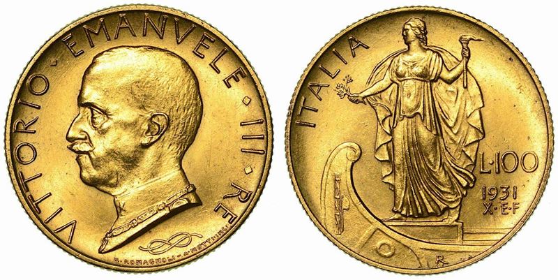 REGNO D'ITALIA. VITTORIO EMANUELE III DI SAVOIA, 1900-1946. 100 Lire 1931/A. X. Italia su prora.  - Auction Numismatics - Cambi Casa d'Aste