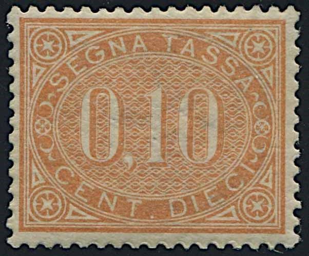 1869, Regno d’Italia, Segnatasse. 10 cent. bruno-arancio (S. 2).  - Asta Filatelia e Storia Postale - Cambi Casa d'Aste