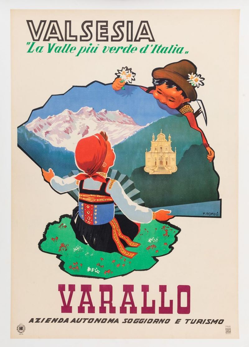 Filippo Romoli : Valsesia “La valle più verde di Italia” Varallo  - Auction Vintage Posters - Cambi Casa d'Aste