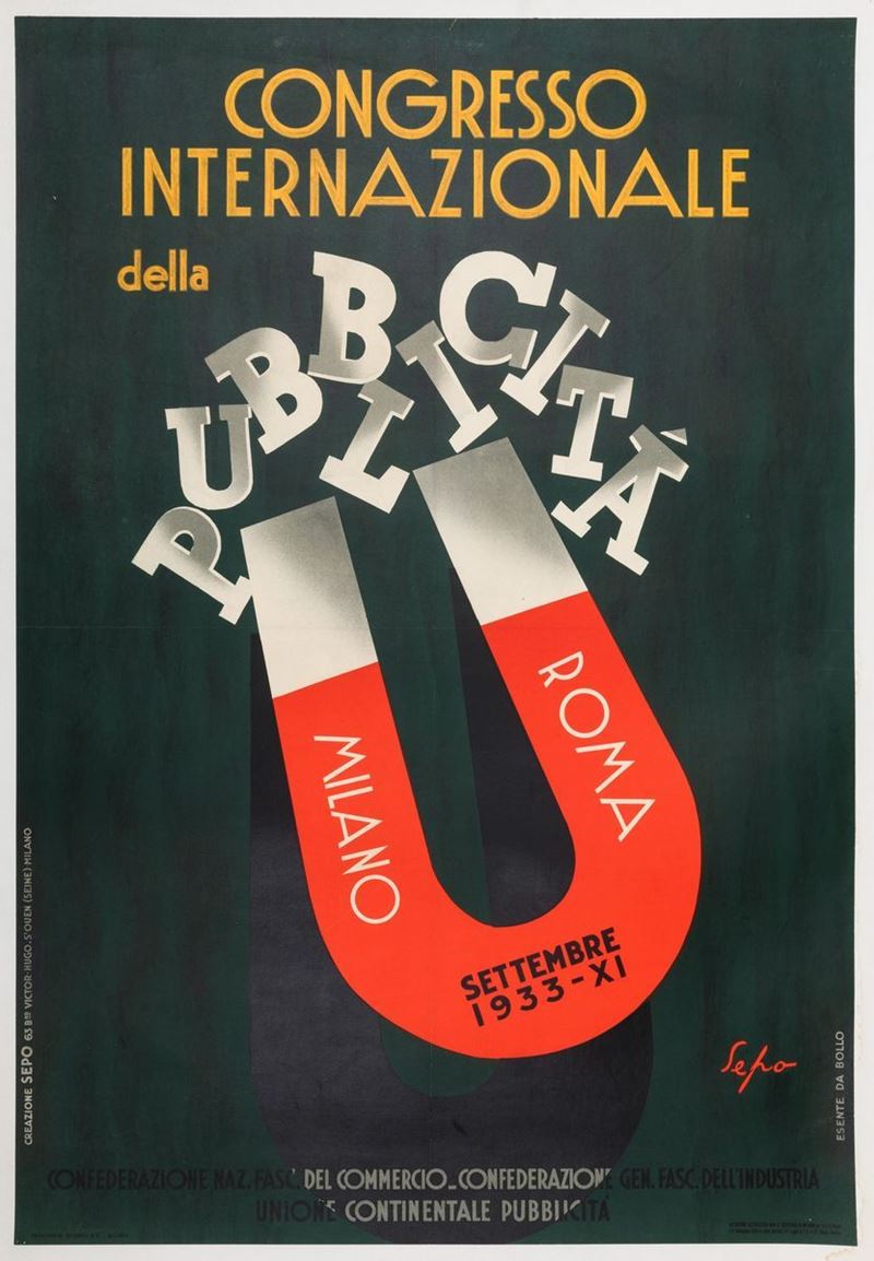 Severo Pozzati &#8220;Sepo&#8221; : Congresso Internazionale della Pubblicità  - Auction Vintage Posters - Cambi Casa d'Aste