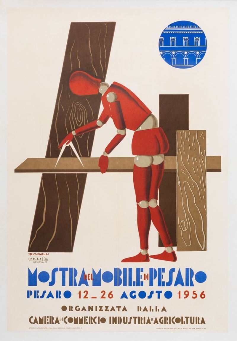 Giuseppe Riccobaldi : Mostra del Mobile di Pesaro  - Auction Vintage Posters - Cambi Casa d'Aste