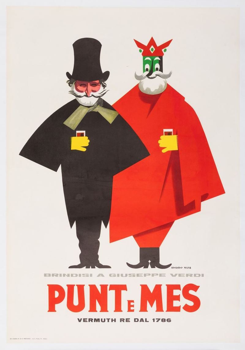 Armando Testa : Punt e Mes: Giuseppe Verdi  - Auction Vintage Posters - Cambi Casa d'Aste
