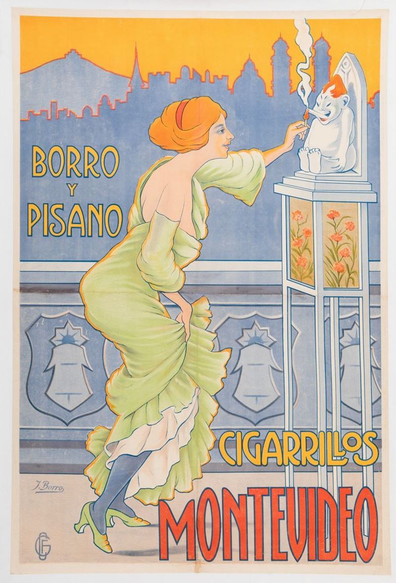 Borro J. : Cigarillos Montevideo, Borro y Pisano  - Auction Vintage Posters - Cambi Casa d'Aste