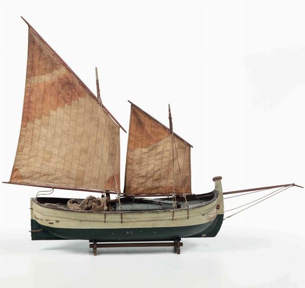 Modellino di imbarcazione a vela. XX secolo
