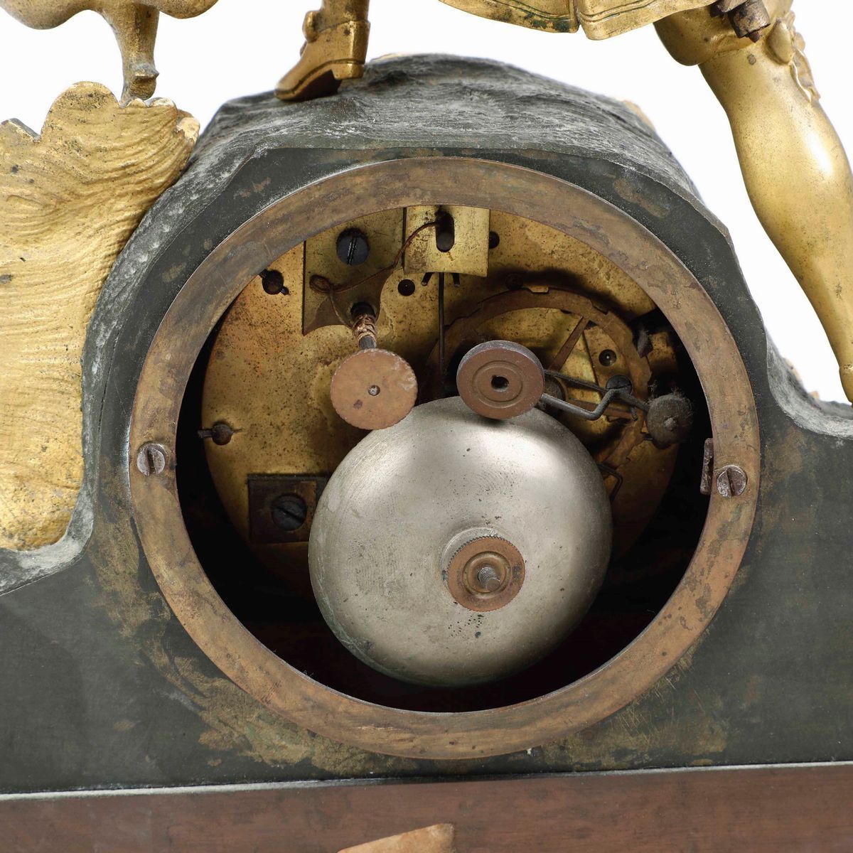 Orologio da Appoggio in Bronzo e Metallo Dorato e Patinato. XIX Secolo