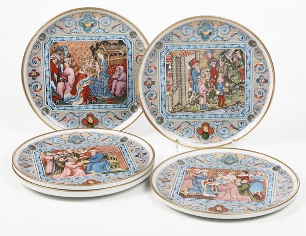 Collezione di cinque piatti "Le porcellane di Marco Polo" Germania, Manifattura di Schönwald, XX secolo