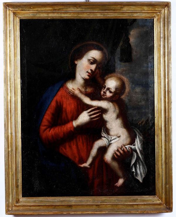 Scuola lombarda del XVII secolo Madonna con Bambino