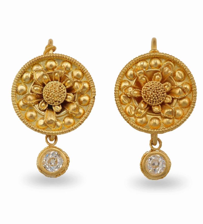 Pair of old-cut diamond earrings  - Auction Fine and Coral Jewels - Cambi Casa d'Aste