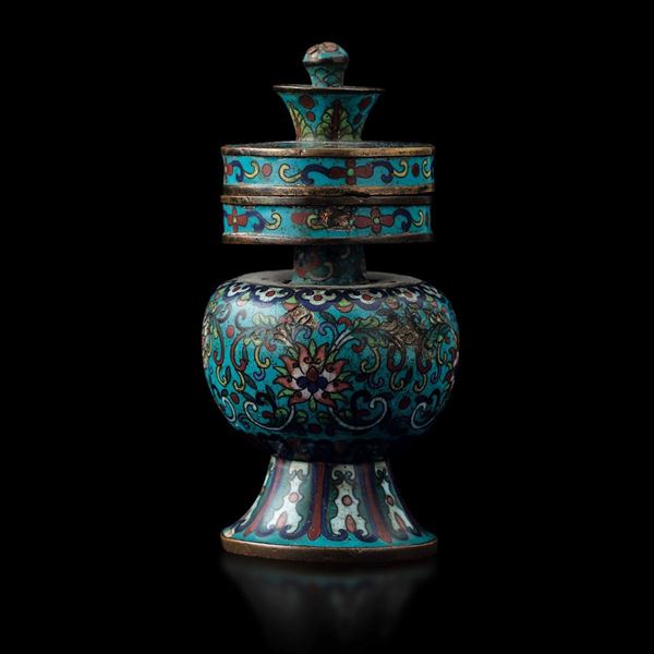 A cloisonné enamel container, China, Qing Dynasty
