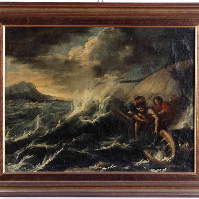 Scuola del XVII Secolo Storie di Giona e la Balena
