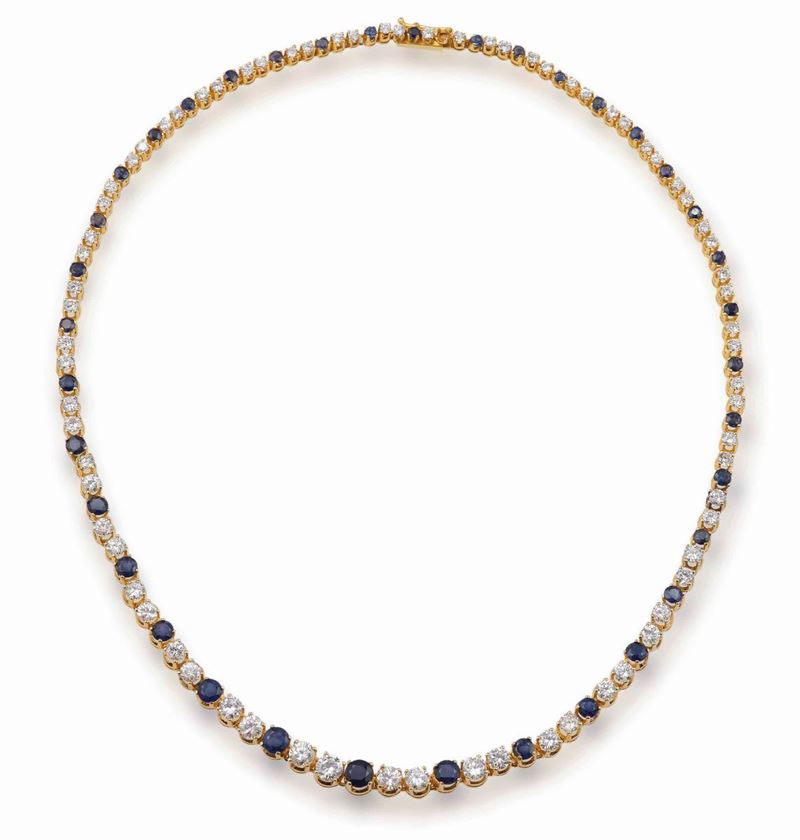 Diamond and sapphire necklace  - Auction Fine and Coral Jewels - Cambi Casa d'Aste