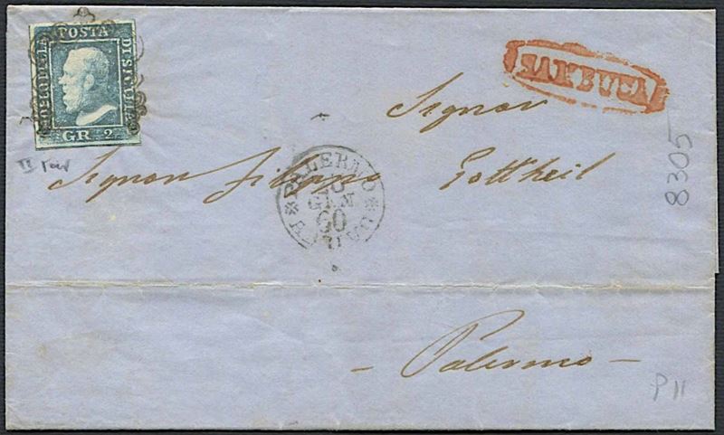 1859, Sicilia, lettera da Montevago.  - Auction Philately - Cambi Casa d'Aste