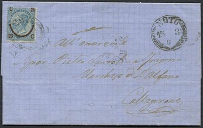 1865, Regno D’italia, 20 Cent. “ferro di Cavallo” III Tipo con Sovrastampa Spostata in Alto (s. 2...