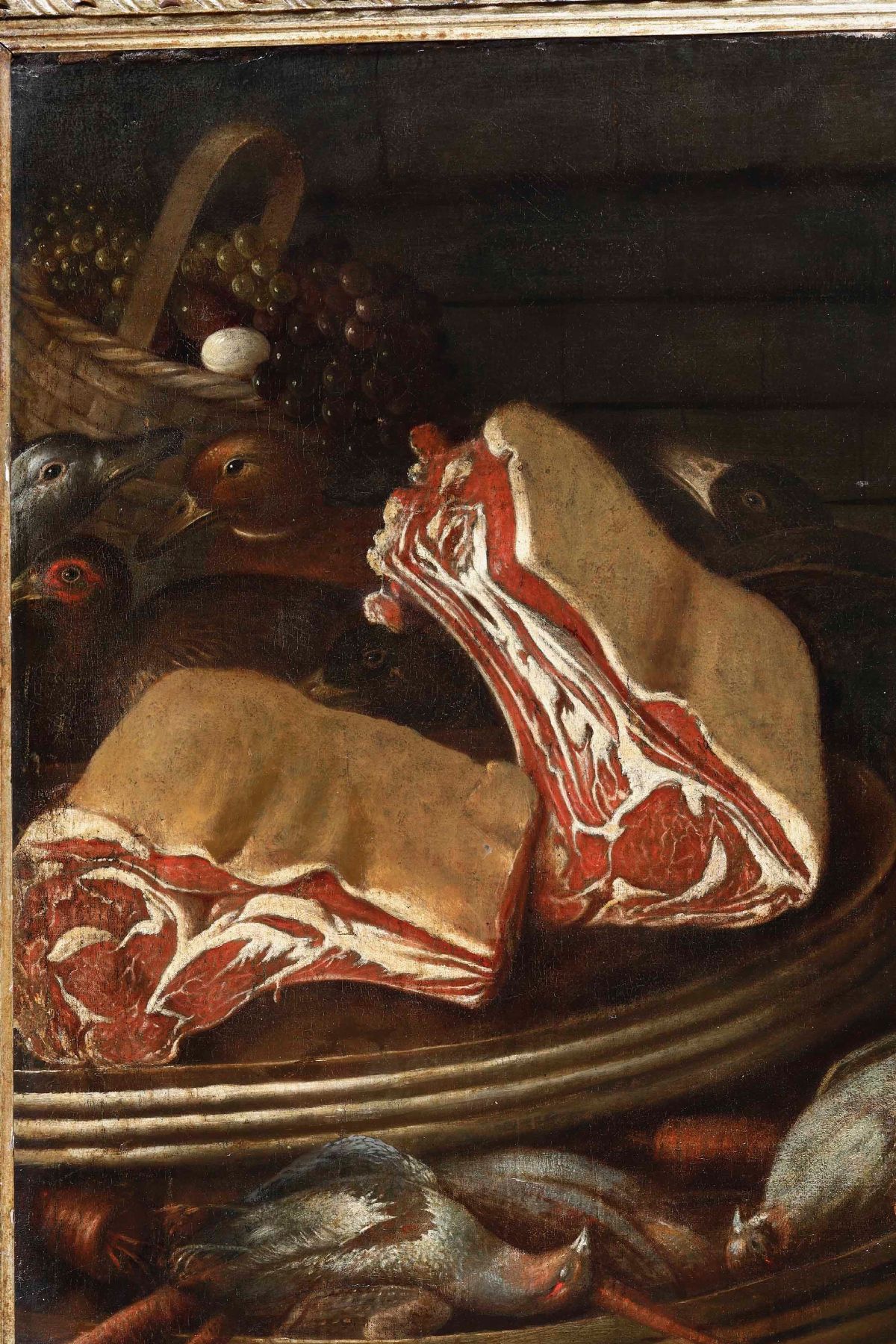 Felice Boselli - Scuola del XVIII Secolo Banco di Mercato con Carni e Animali da Cortile