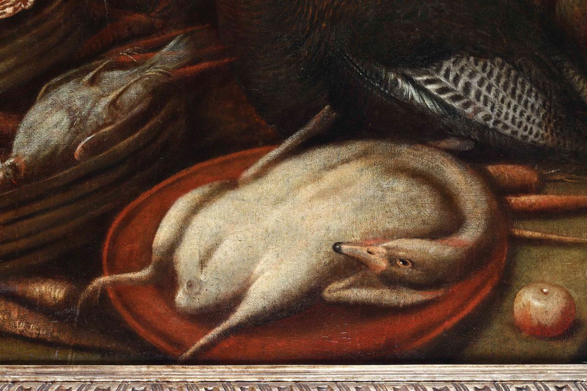 Felice Boselli - Scuola del XVIII Secolo Banco di Mercato con Carni e Animali da Cortile