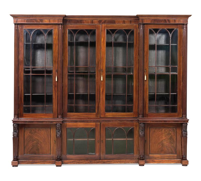 Grande libreria a doppio corpo in mogano. Inghilterra, XIX secolo  - Auction Italian Mansions - Cambi Casa d'Aste