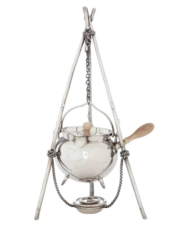 Piccolo samovar in metallo argentato. XX secolo