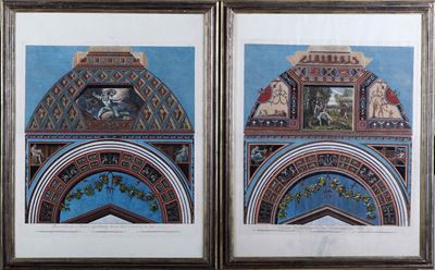 Coppia di Incisioni Facenti Parte Dell'opera "architettura ed Ornati della Loggia del Vaticano......
