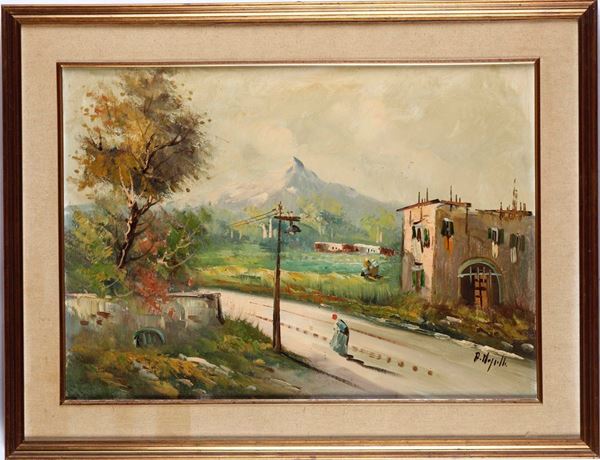 Pittore del XX secolo Paesaggio con strada