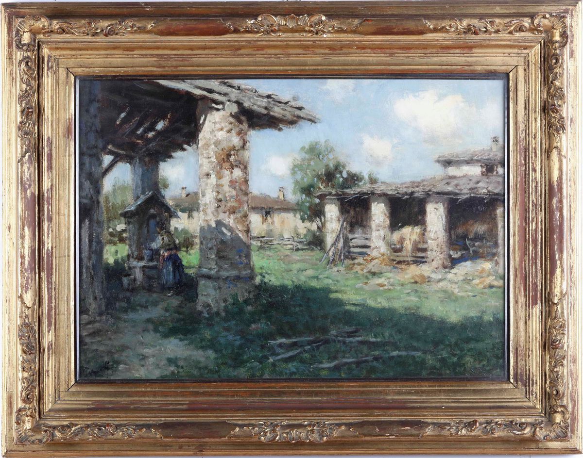 Ivan Karpoff - Cascinale con Figura alla Fontana
