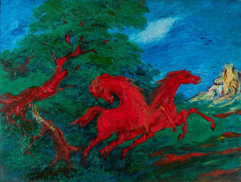 Aligi Sassu - Cavalli Rossi