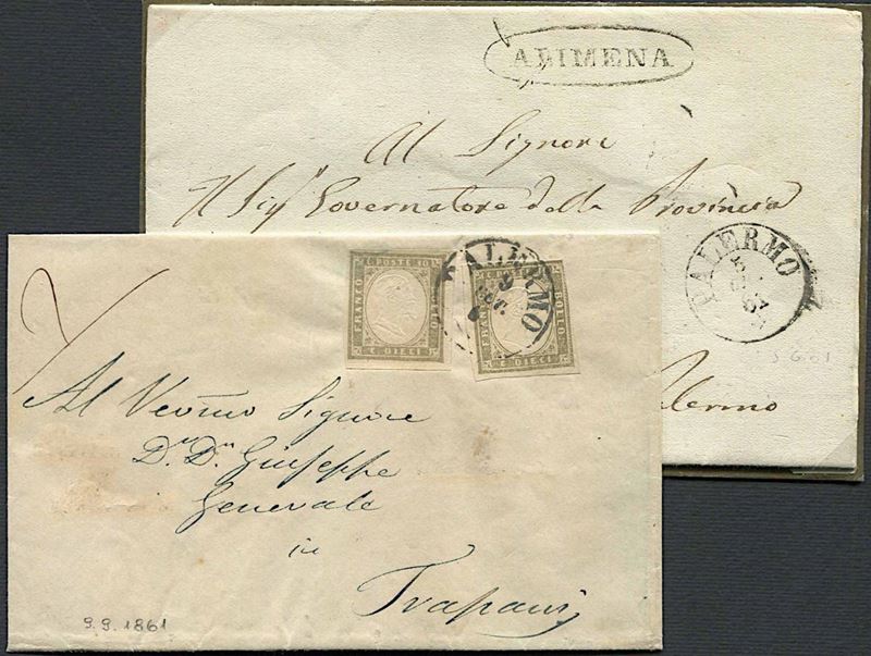 1861, annullamenti sardo-italiani di Sicilia.  - Auction Philately - Cambi Casa d'Aste