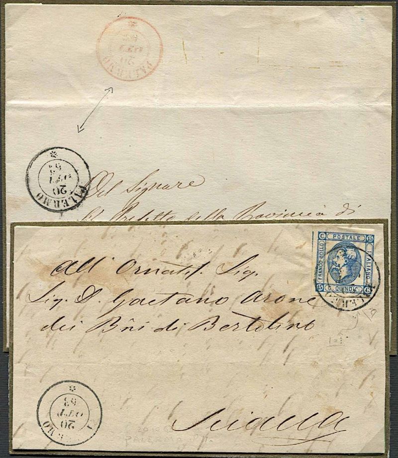 1863, annullamenti sardo-italiani di Sicilia.  - Auction Philately - Cambi Casa d'Aste
