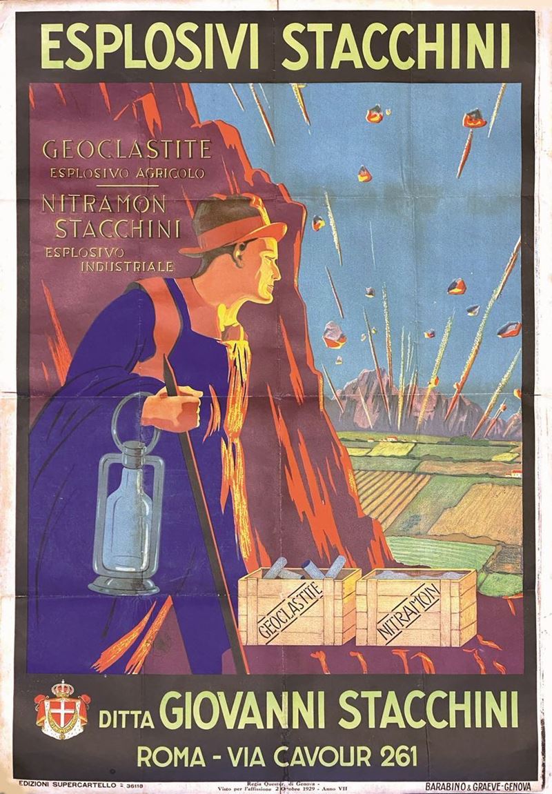 A.Reckziegel : Esplosivi Stacchini  - Auction Vintage Posters - Cambi Casa d'Aste