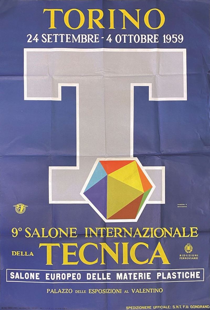 Artista non identificato : 9° Salone Intern. della Tecnica, Torino 1959  - Auction Vintage Posters | Timed Auction - Cambi Casa d'Aste