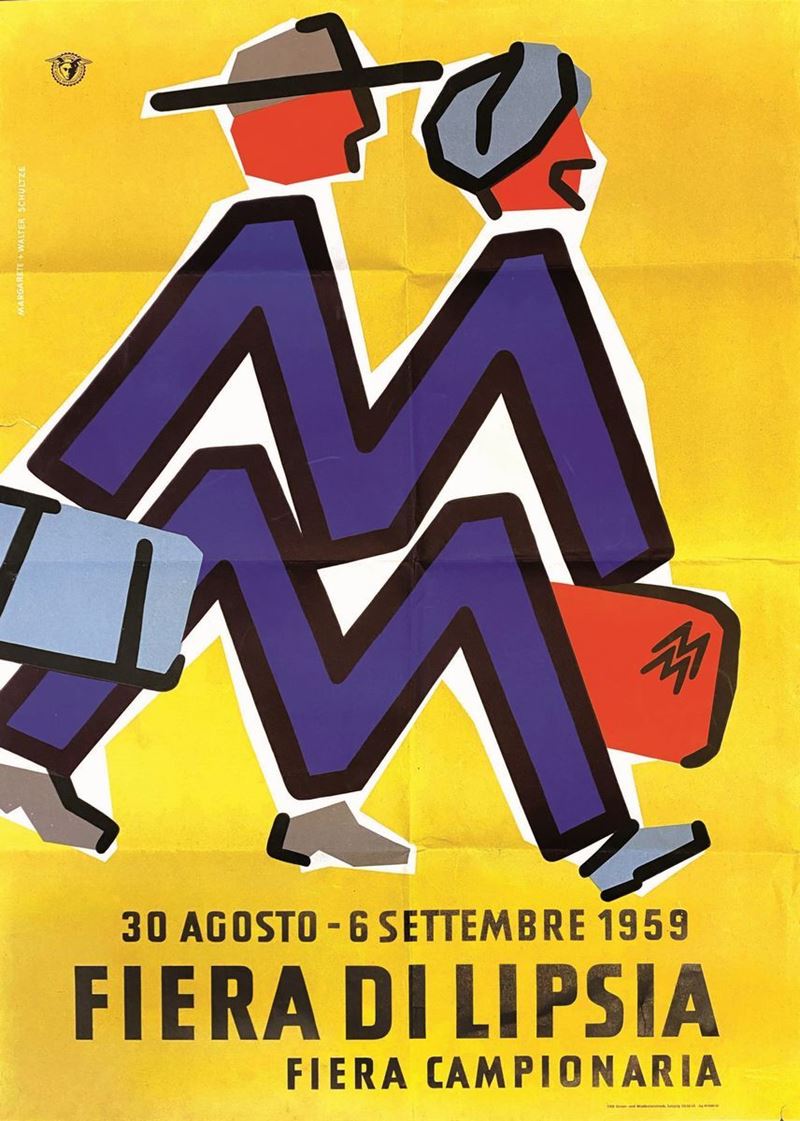 Margarete &amp; Walter Schultze : Fiera Campionaria 1di Lipsia 959  - Auction Vintage Posters | Timed Auction - Cambi Casa d'Aste