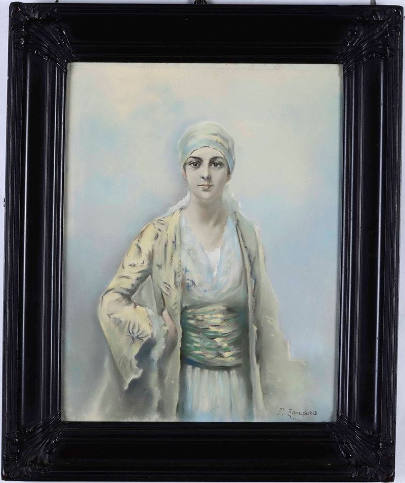 Faustino Zonaro : Ritratto di donna  - acquerello - Asta Dipinti del XIX e XX secolo | Cambi Time - Cambi Casa d'Aste