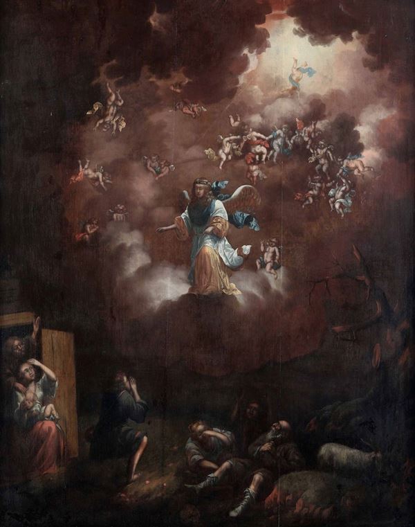Scuola fiamminga del XVIII secolo Apparizione di un angelo