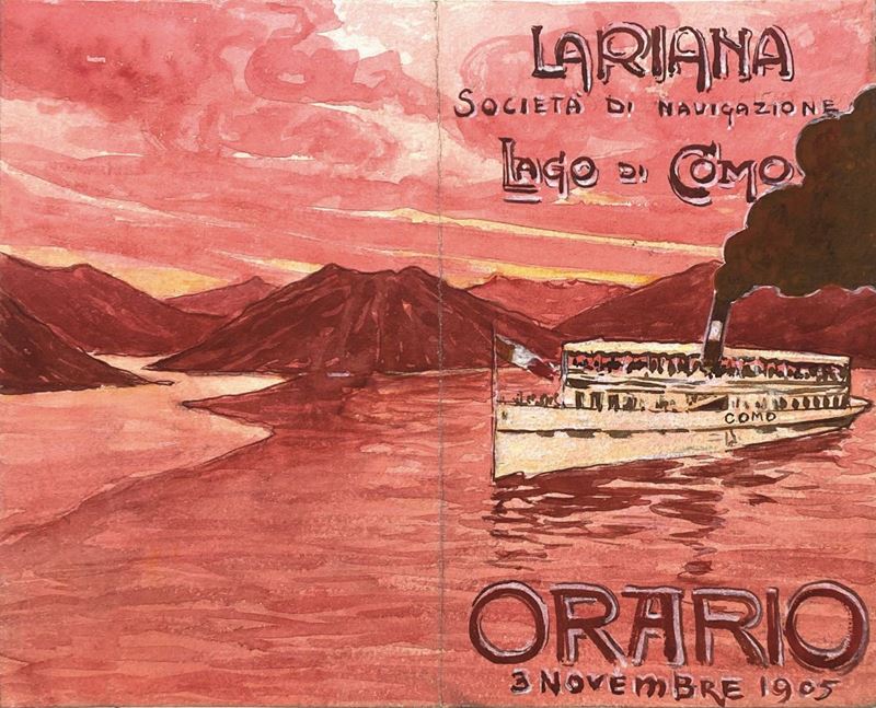 A.Reckziegel : Lariana Società Navigazione Lago di Como  - Auction Vintage Posters - Cambi Casa d'Aste
