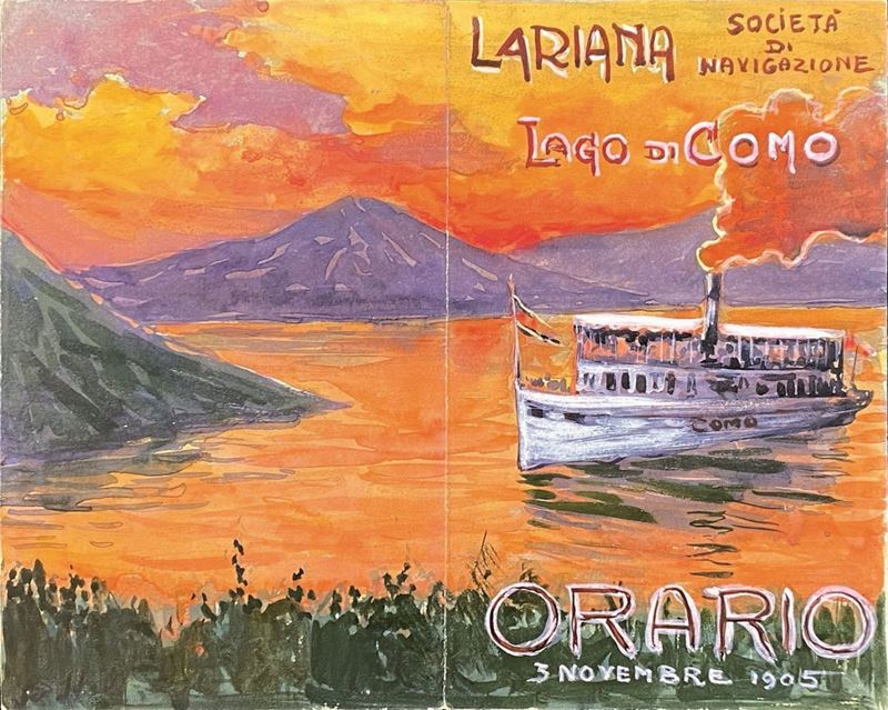 A.Reckziegel : Lariana Società Navigazione Lago di Como  - Asta Manifesti d'Epoca - Cambi Casa d'Aste
