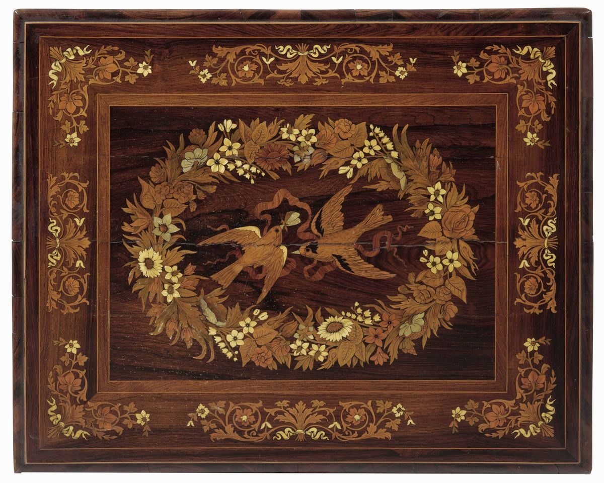 Tavolino. Legno Lastronato e Intarsiato in Essenze Pregiate. Firenze, Bottega di Luigi e Angiolo ...
