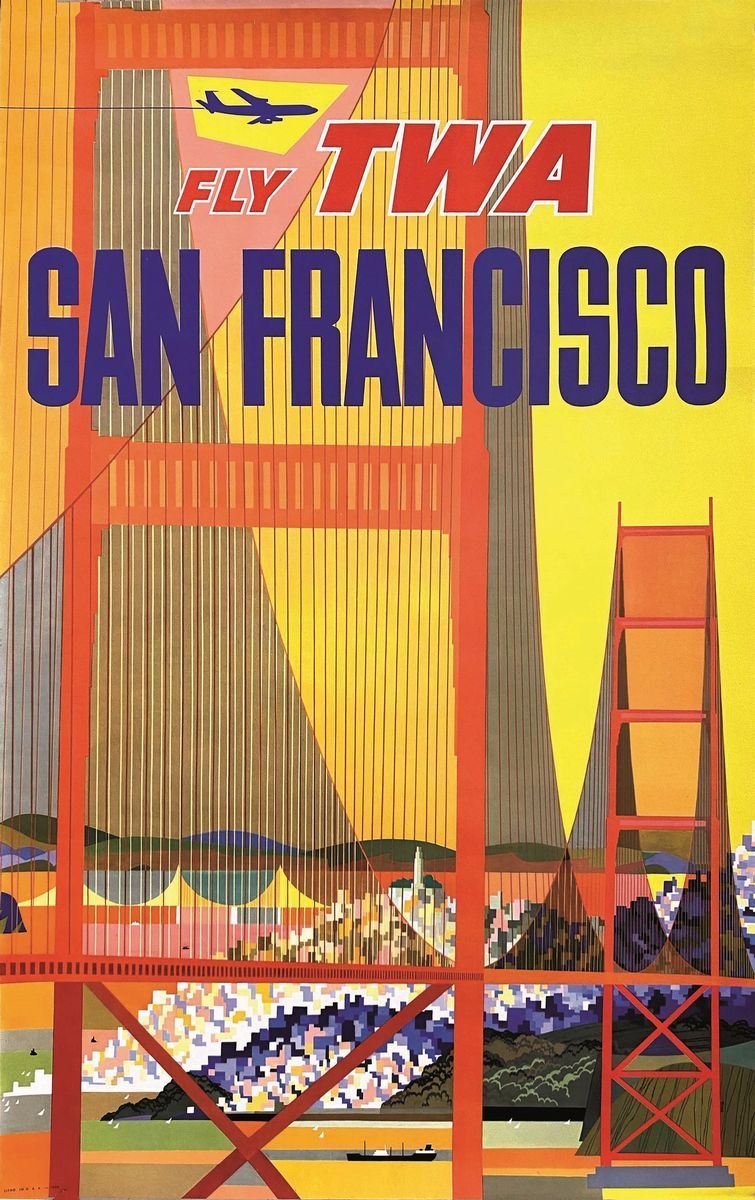 David Klein : San Francisco-Fly TWA  - Auction Vintage Posters - Cambi Casa d'Aste