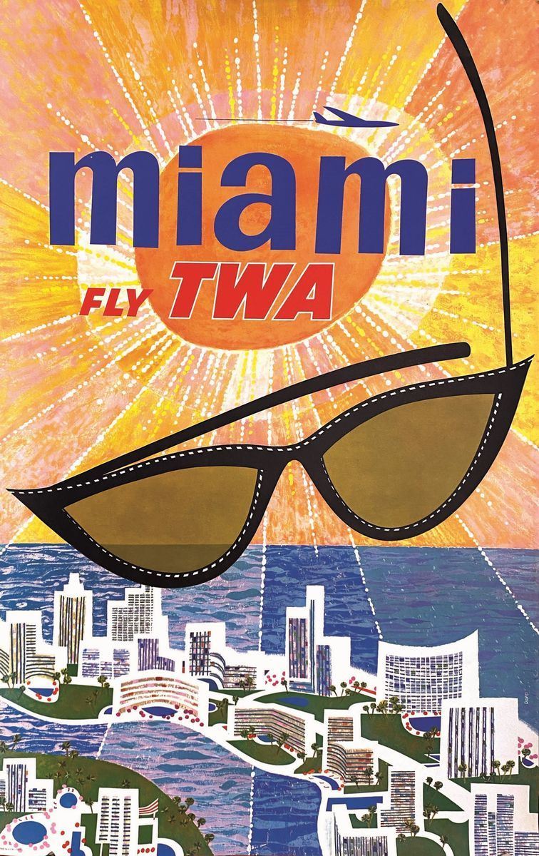 David Klein : Miami-Fly TWA  - Asta Manifesti d'Epoca - Cambi Casa d'Aste