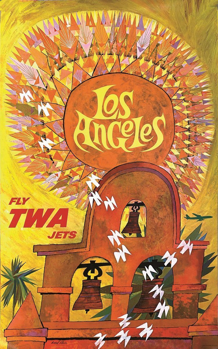 David Klein : Los Angeles- Fly TWA  - Asta Manifesti d'Epoca - Cambi Casa d'Aste