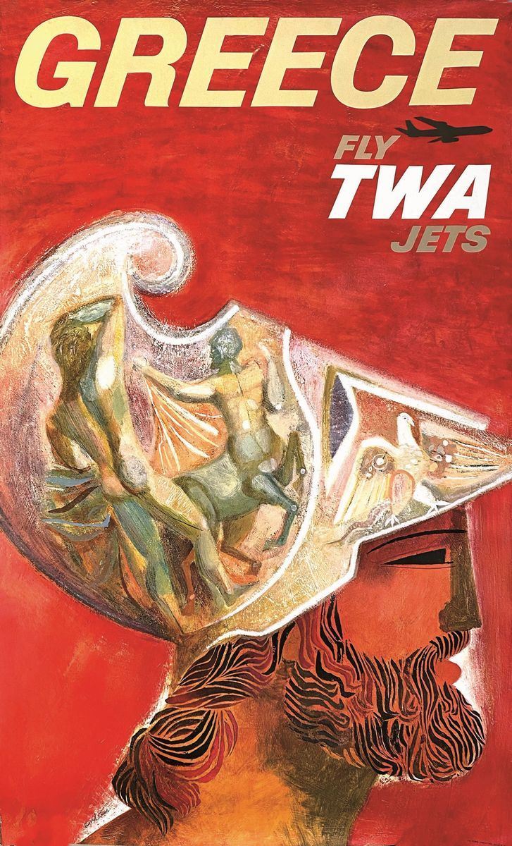 David Klein : Greece-Fly TWA  - Asta Manifesti d'Epoca - Cambi Casa d'Aste