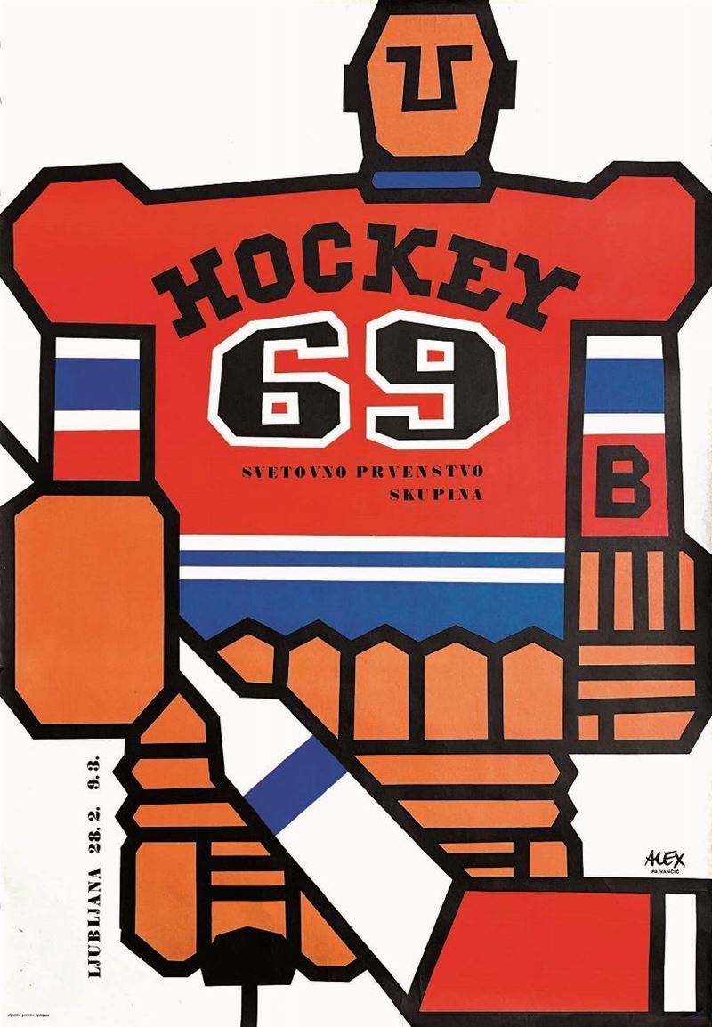 Artisti vari : Ice Hockey World Ljubliana 1966, 1970 pattinaggio Ljubliana, Hockey 69  - Asta Manifesti d'Epoca - Cambi Casa d'Aste