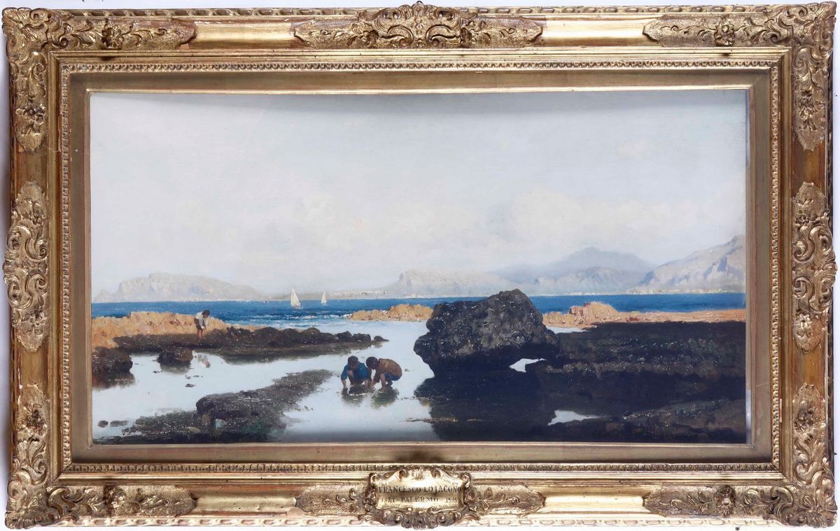 Francesco Lojacono - Bassa Marea (pescatorelli tra gli Scogli in Cerca di Telline)