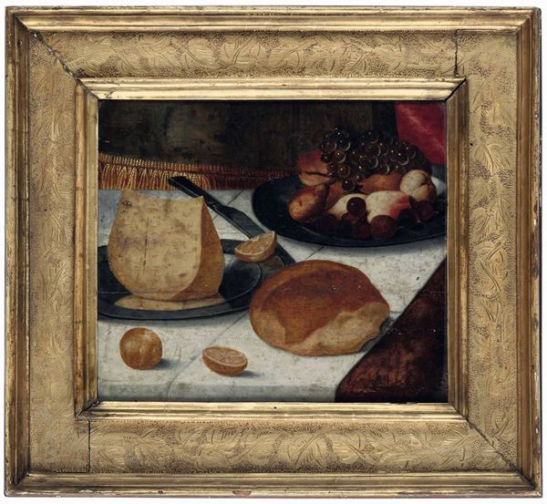 Osias Beert - Natura morta con pane, frutta e formaggio