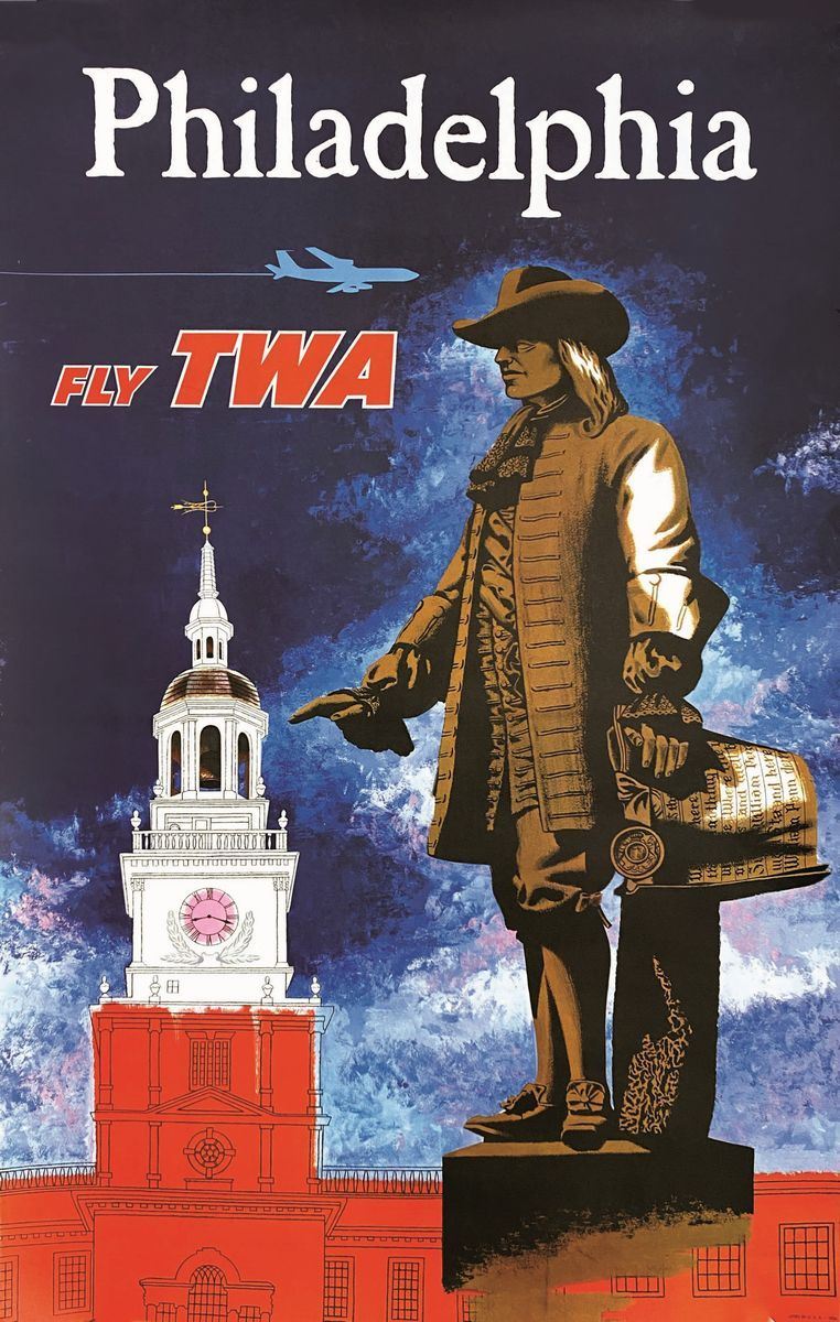 Robert  Swanson : Philadelphia- FLY TWA  - Auction Vintage Posters - Cambi Casa d'Aste