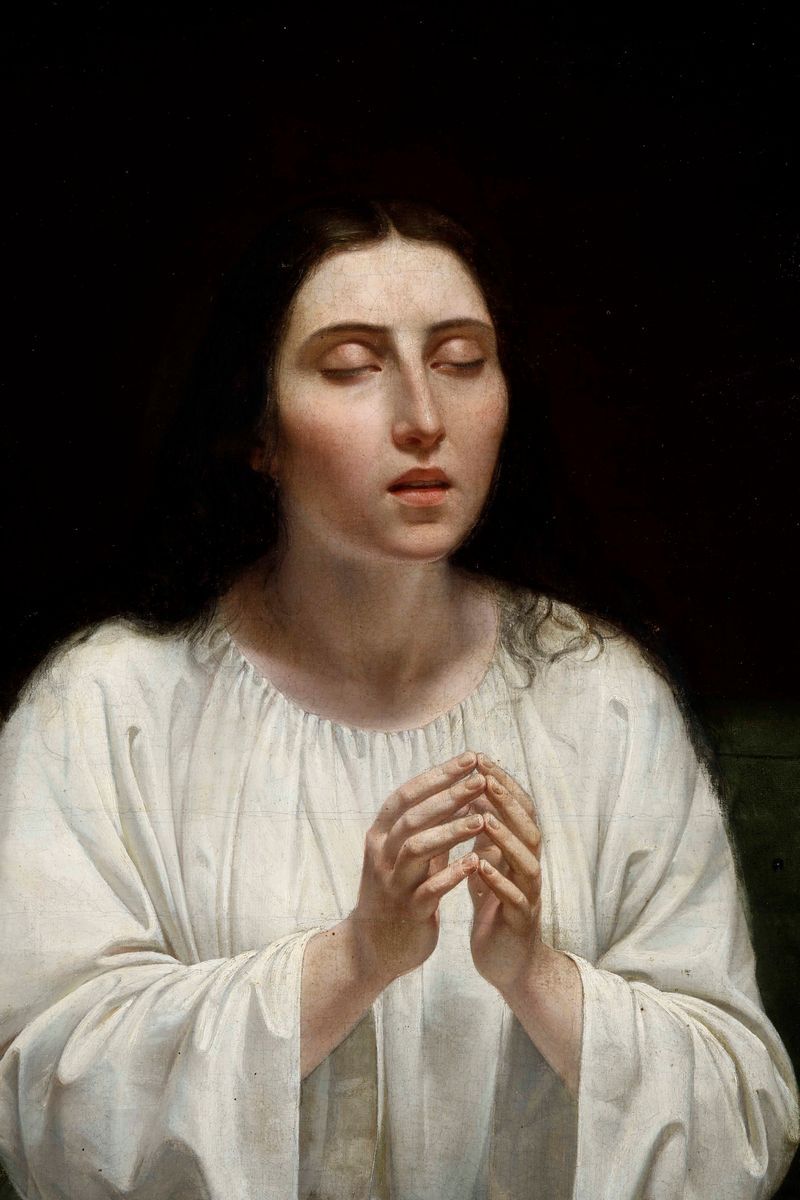 Pittore Lombardo-veneto del XIX Secolo Fanciulla in Preghiera