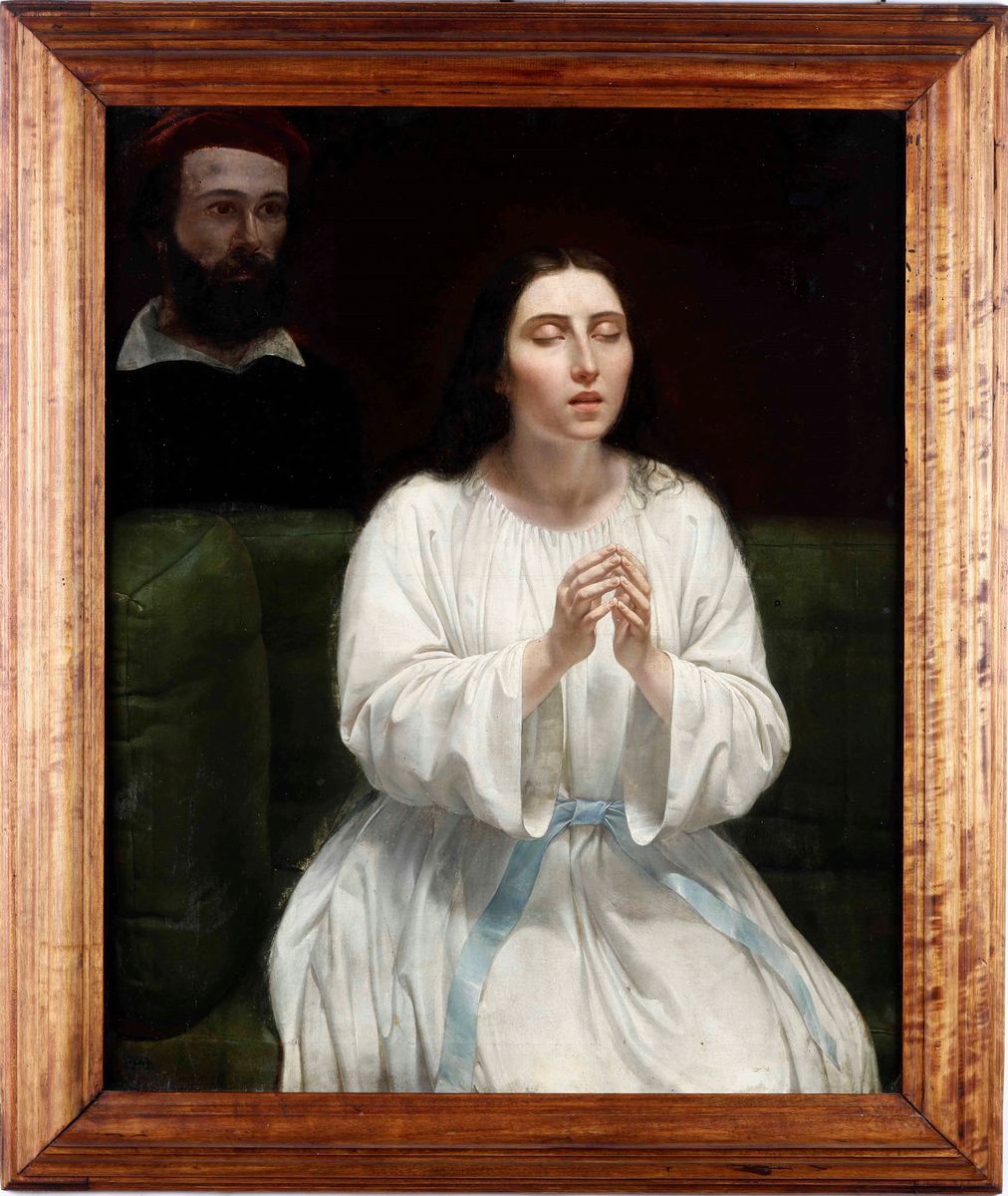 Pittore Lombardo-veneto del XIX Secolo Fanciulla in Preghiera