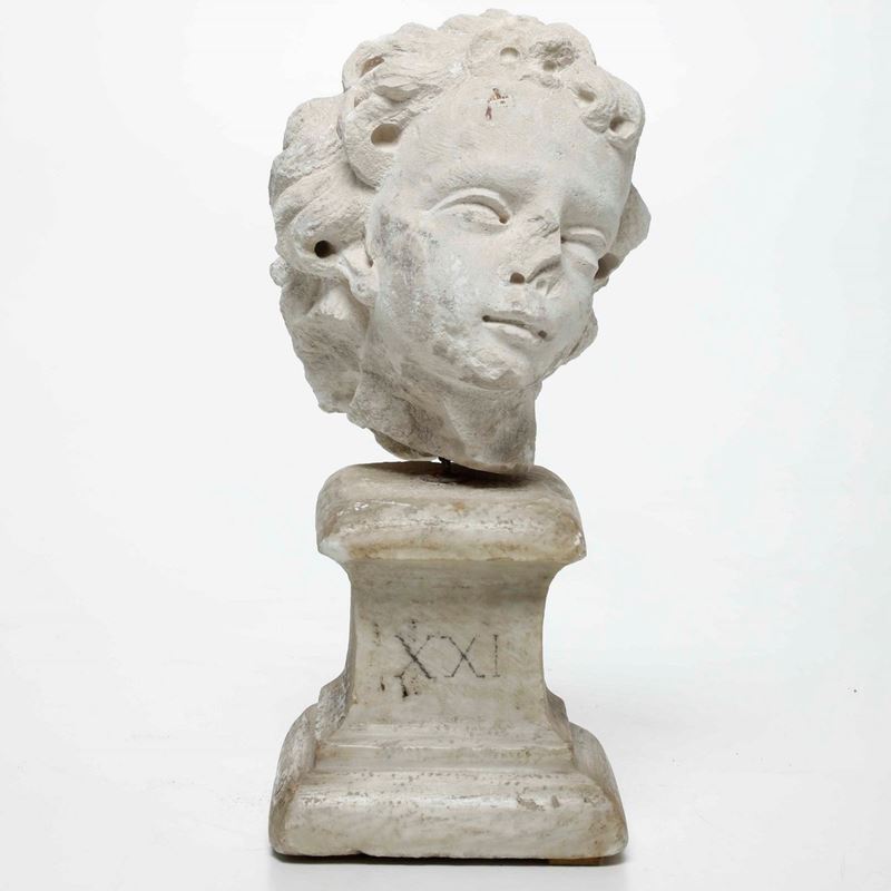 Testa di fanciullo. Pietra scolpita. Arte barocca del XVII-XVIII secolo  - Auction Sculptures - Cambi Casa d'Aste